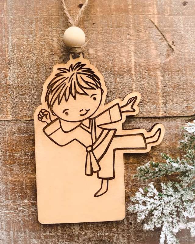 Digital download Cute karate boy svg ornament file for Glowforge and laser cutters - SVG FILE ONLY